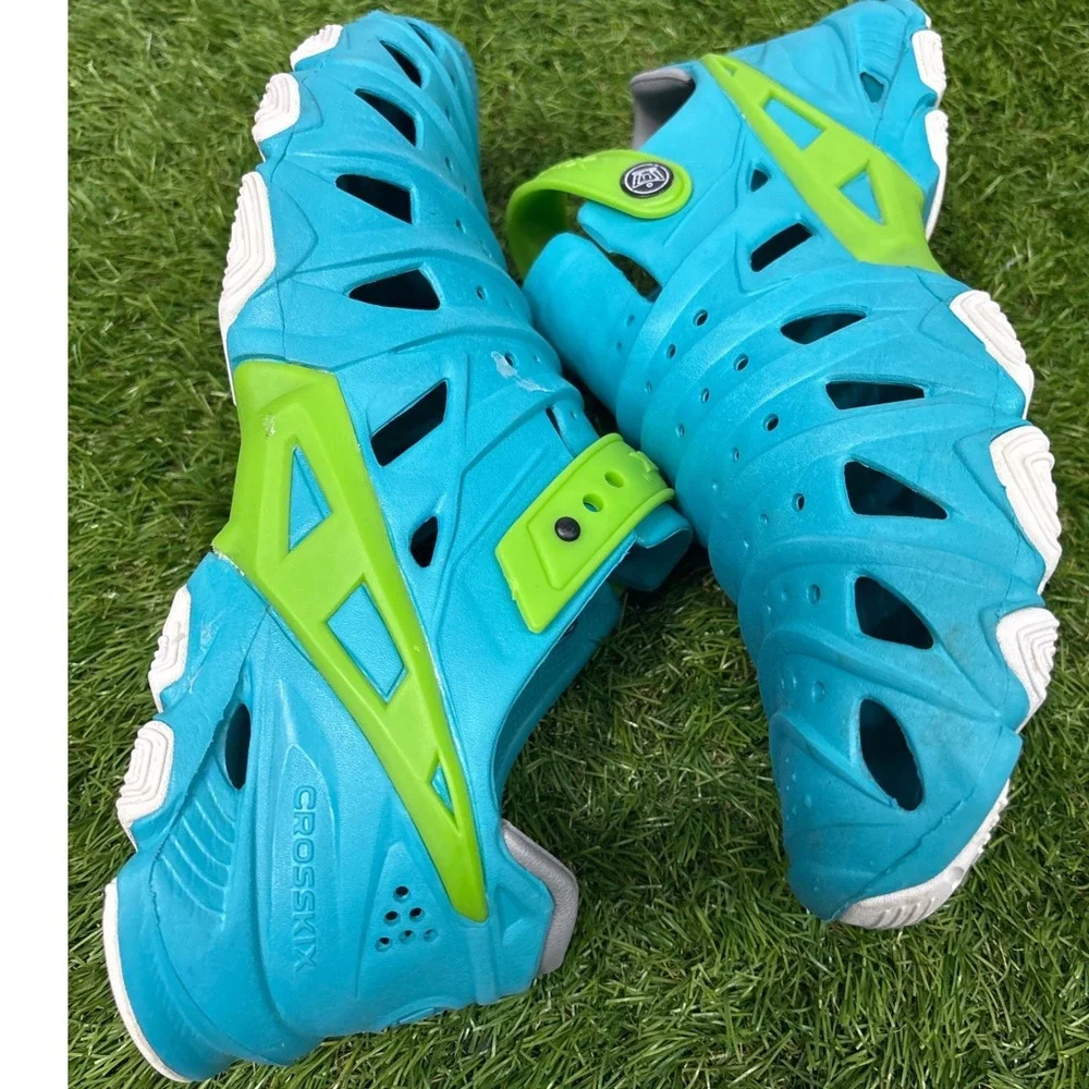 Crosskix 2.0 Water‎ Shoes Mens Size 11 Turquoise Blue Lime Green Good Clogs